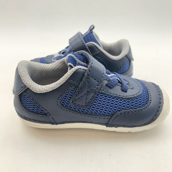 Stride Rite SM Apollo Boys Sneaker Size 4 Wide Blue White Kids Shoe NIB - Picture 4 of 11